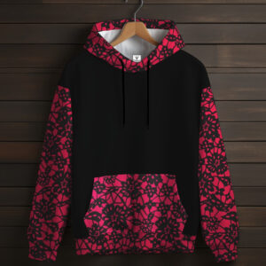 Толстовка-кенгуру (толстовка) з 3D принтом Квіткове мереживо 02 ВСІ Розміри Преміум тканина