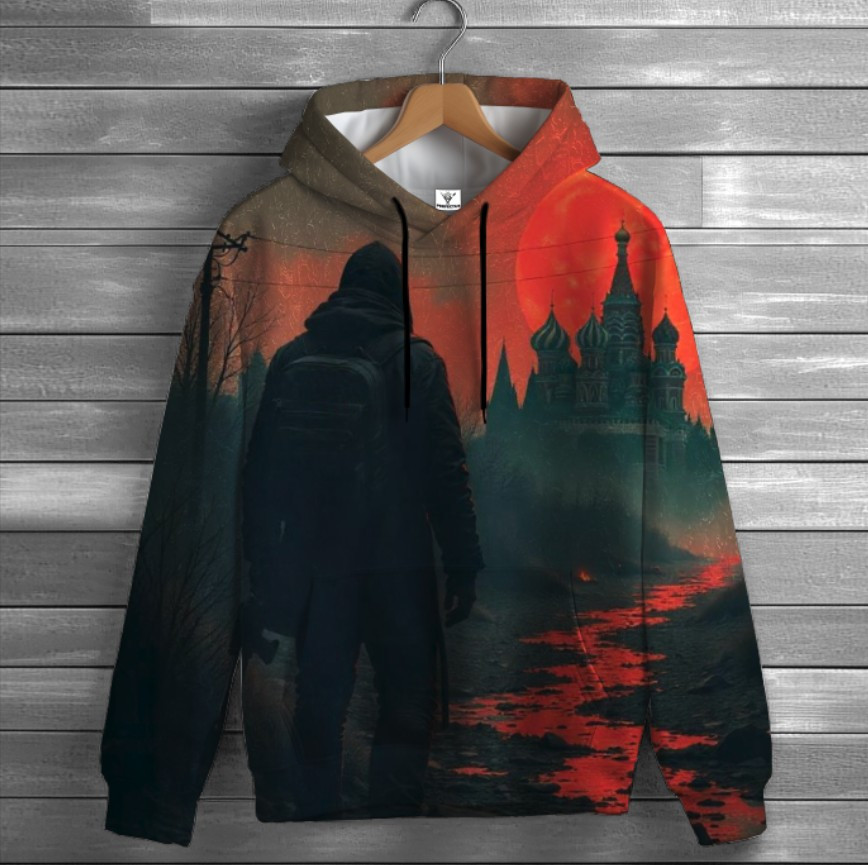 Толстовка-кенгуру (толстовка) з 3D принтом Воїн ВСІ Розміри Преміум тканина