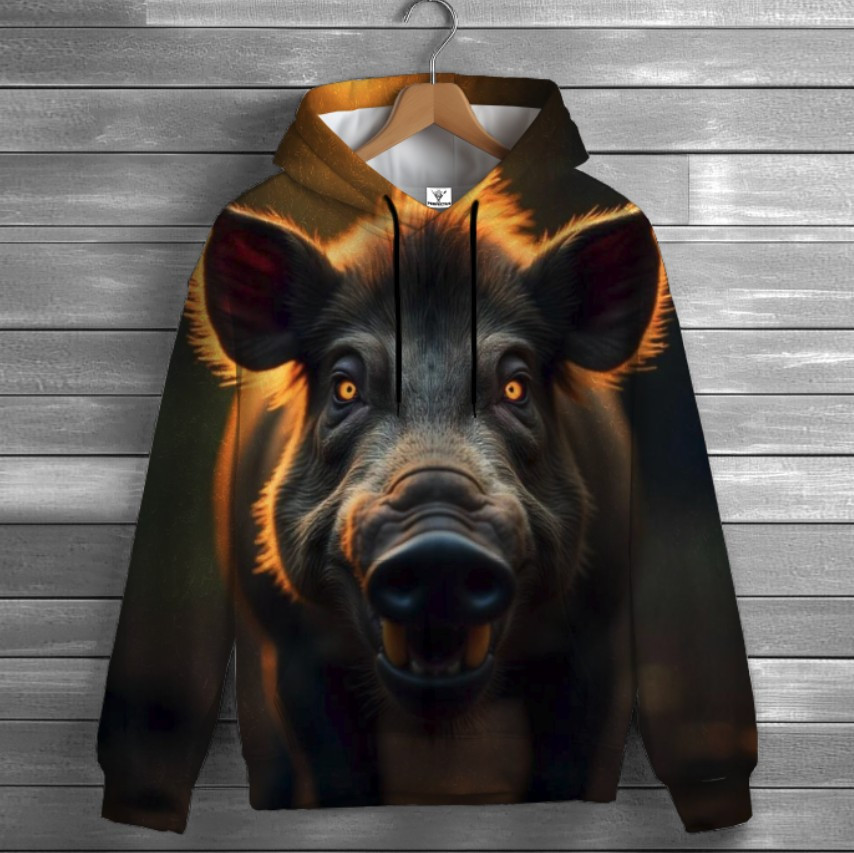 Толстовка-кенгуру (толстовка) з 3D принтом Дикий кабан ВСІ Розміри Преміум тканина