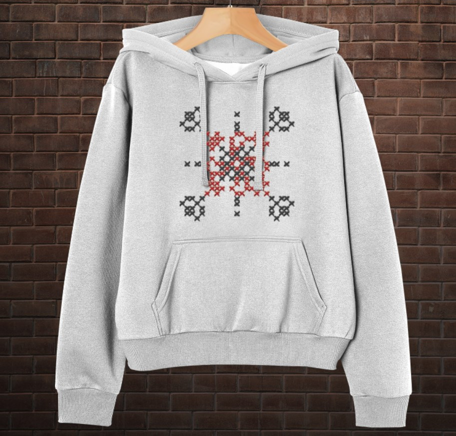 Толстовка-кенгуру принтом Закодоване ім'я у вишиванці - Сергій ВСІ Розміри Преміум тканина