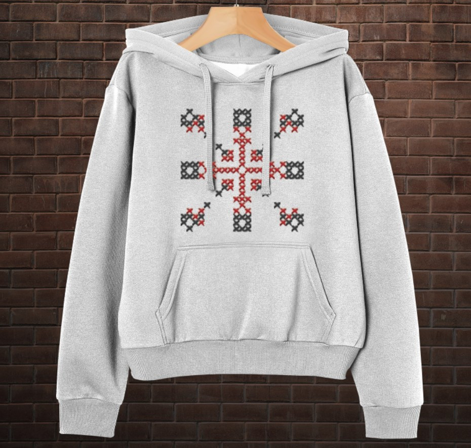 Толстовка-кенгуру принтом Закодоване ім'я у вишиванці - Віктор ВСІ Розміри Преміум тканина