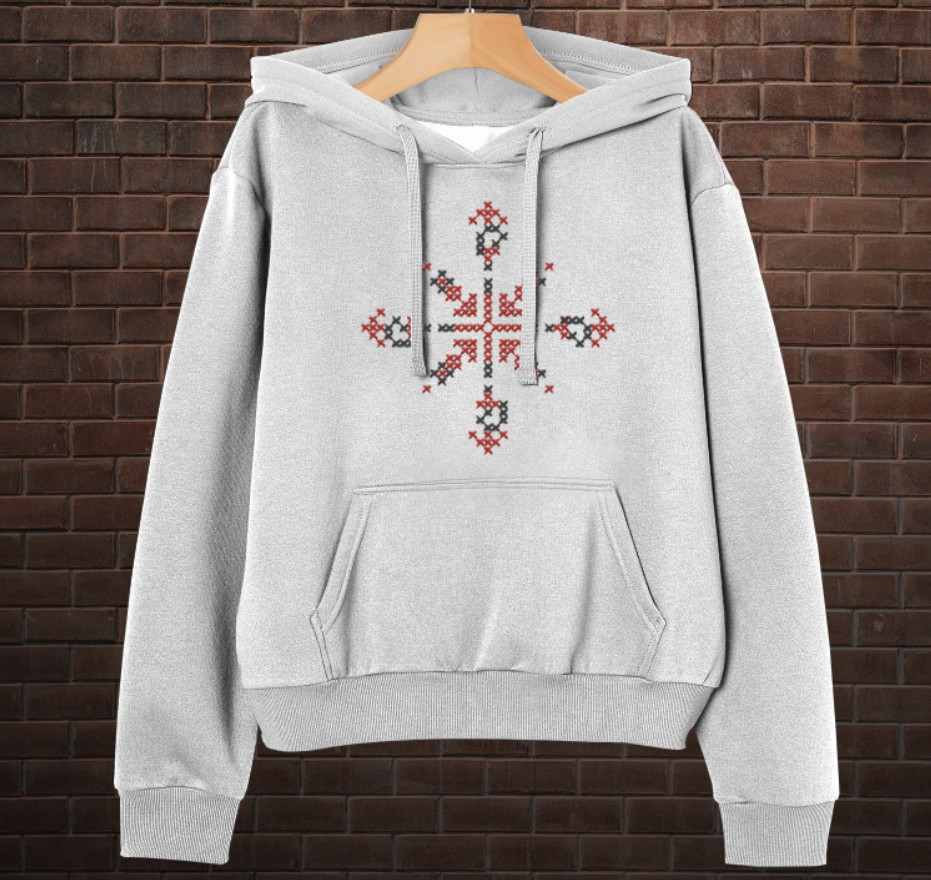 Толстовка-кенгуру принтом Закодоване ім'я у вишиванці - Вікторія ВСІ Розміри Преміум тканина