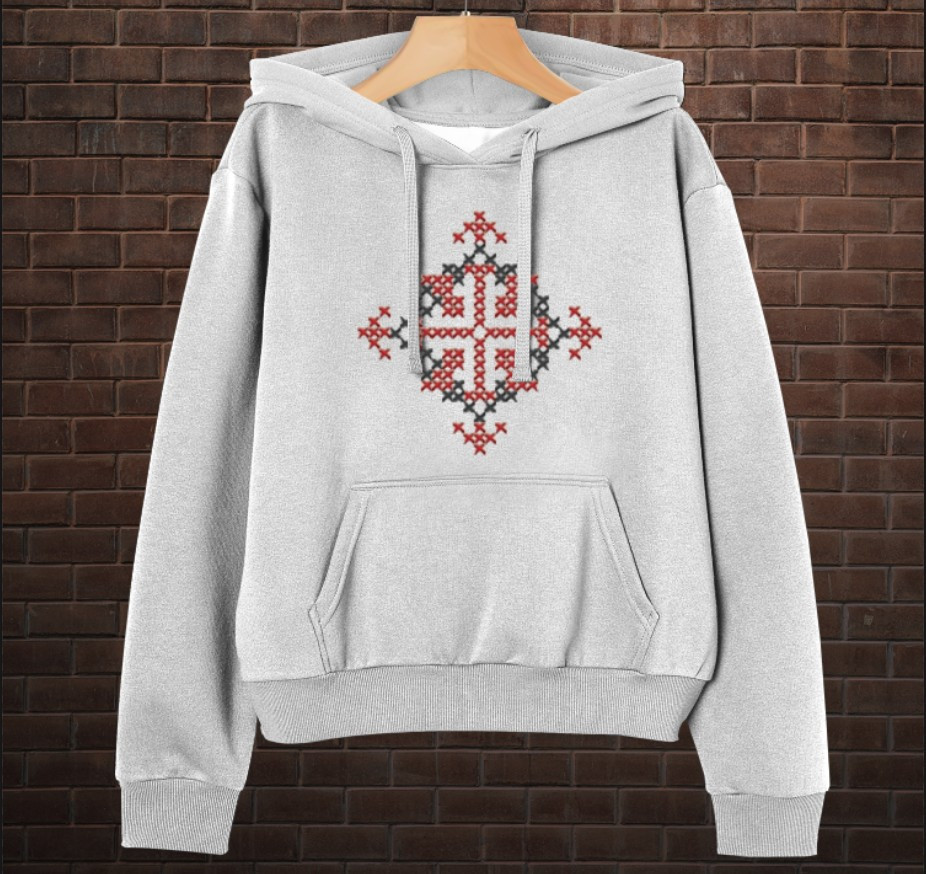 Толстовка-кенгуру принтом Закодоване ім'я у вишиванці - Віталія ВСІ Розміри Преміум тканина