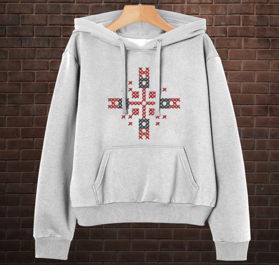 Толстовка-кенгуру принтом Закодоване ім'я у вишиванці - Воїн ВСІ Розміри Преміум тканина