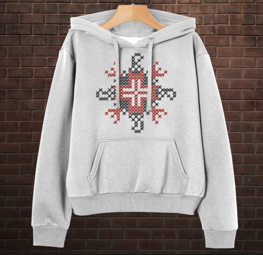 Толстовка-кенгуру принтом Закодоване ім'я у вишиванці - Володимир ВСІ Розміри Преміум тканина