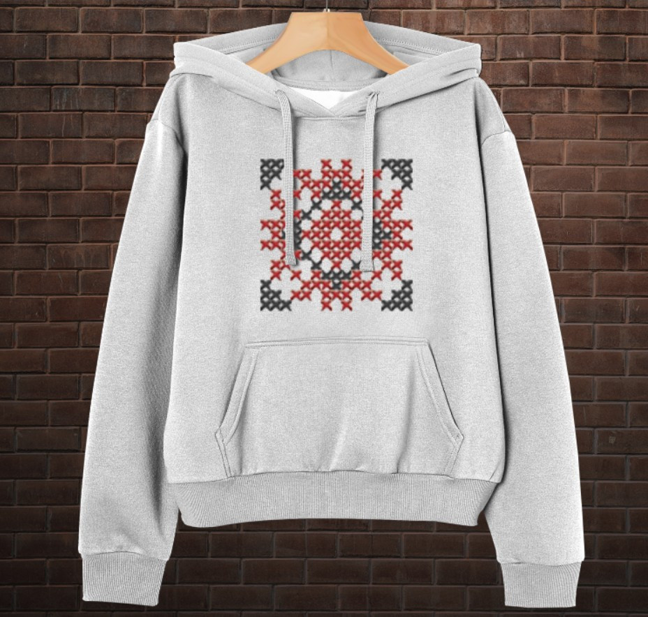 Толстовка-кенгуру принтом Закодоване ім'я у вишиванці - Ганна ВСІ Розміри Преміум тканина