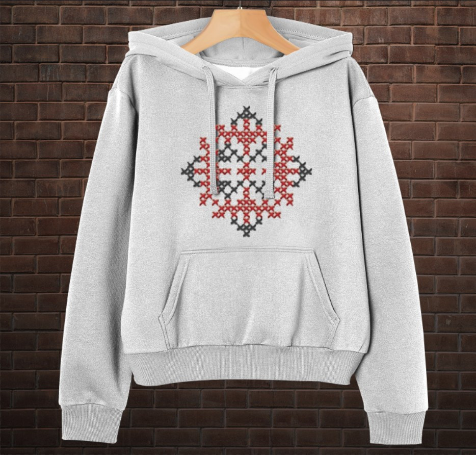 Толстовка-кенгуру принтом Закодоване ім'я у вишиванці - Ірина ВСІ Розміри Преміум тканина