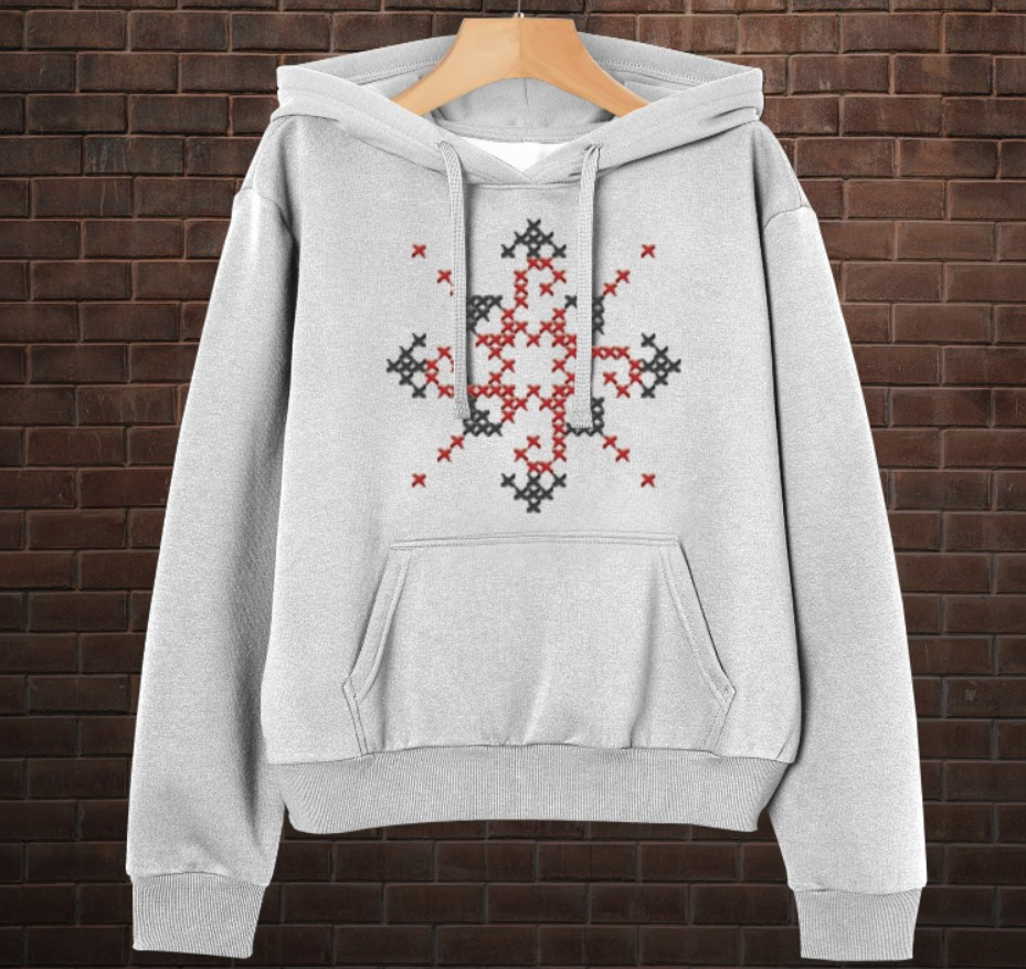 Толстовка-кенгуру принтом Закодоване ім'я у вишиванці - Марія ВСІ Розміри Преміум тканина