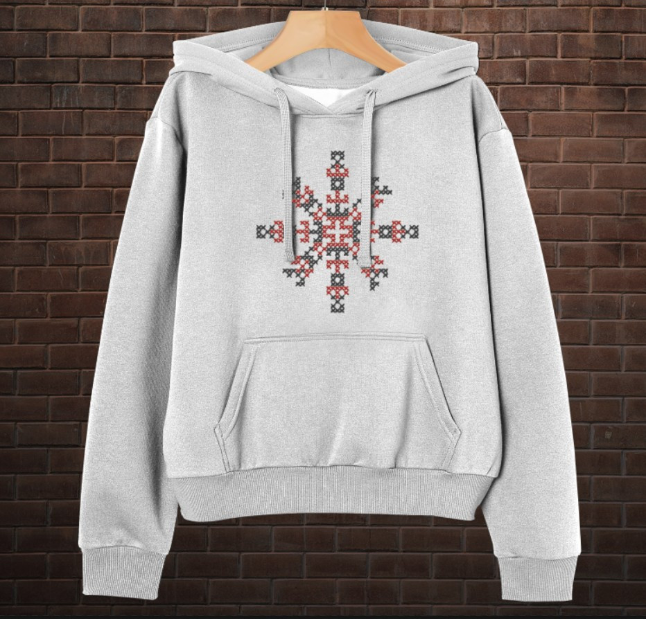 Толстовка-кенгуру принтом Закодоване ім'я у вишиванці - Переможець ВСІ Розміри Преміум тканина