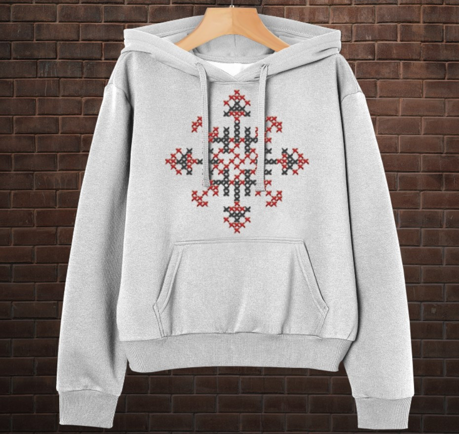 Толстовка-кенгуру принтом Закодоване ім'я у вишиванці - Світлана ВСІ Розміри Преміум тканина