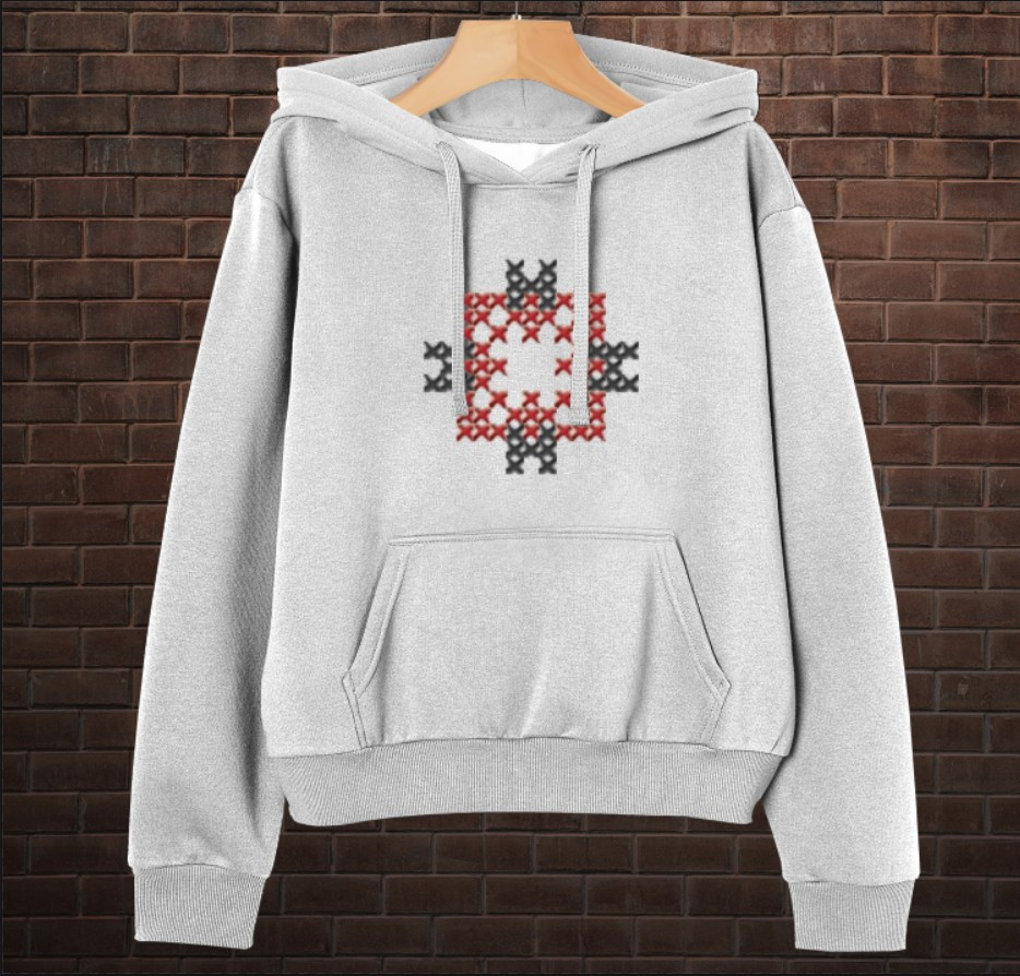 Толстовка-кенгуру принтом Закодоване ім'я у вишиванці - Яна ВСІ Розміри Преміум тканина