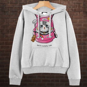 Толстовка-кенгуру (толстовка) з 3D принтом Котик у рюкзаку ВСІ Розміри Преміум тканина