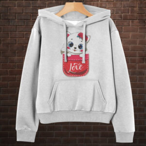 Толстовка-кенгуру (толстовка) з 3D принтом Котик в кишені ВСІ Розміри Преміум тканина