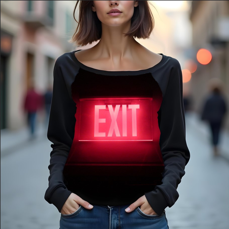 Світшот реглан з відкритими плечима в романтичному стилі з принтом "Неон: підсвічування