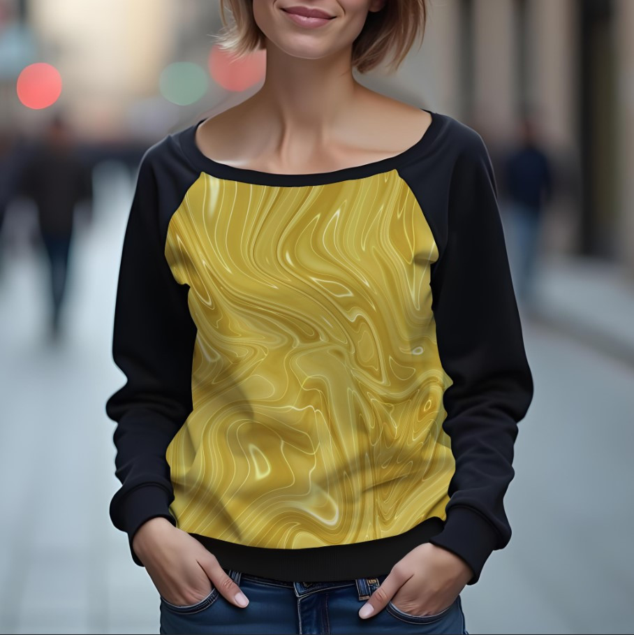 Світшот реглан з відкритими плечима в романтичному стилі з принтом "Текстура олії