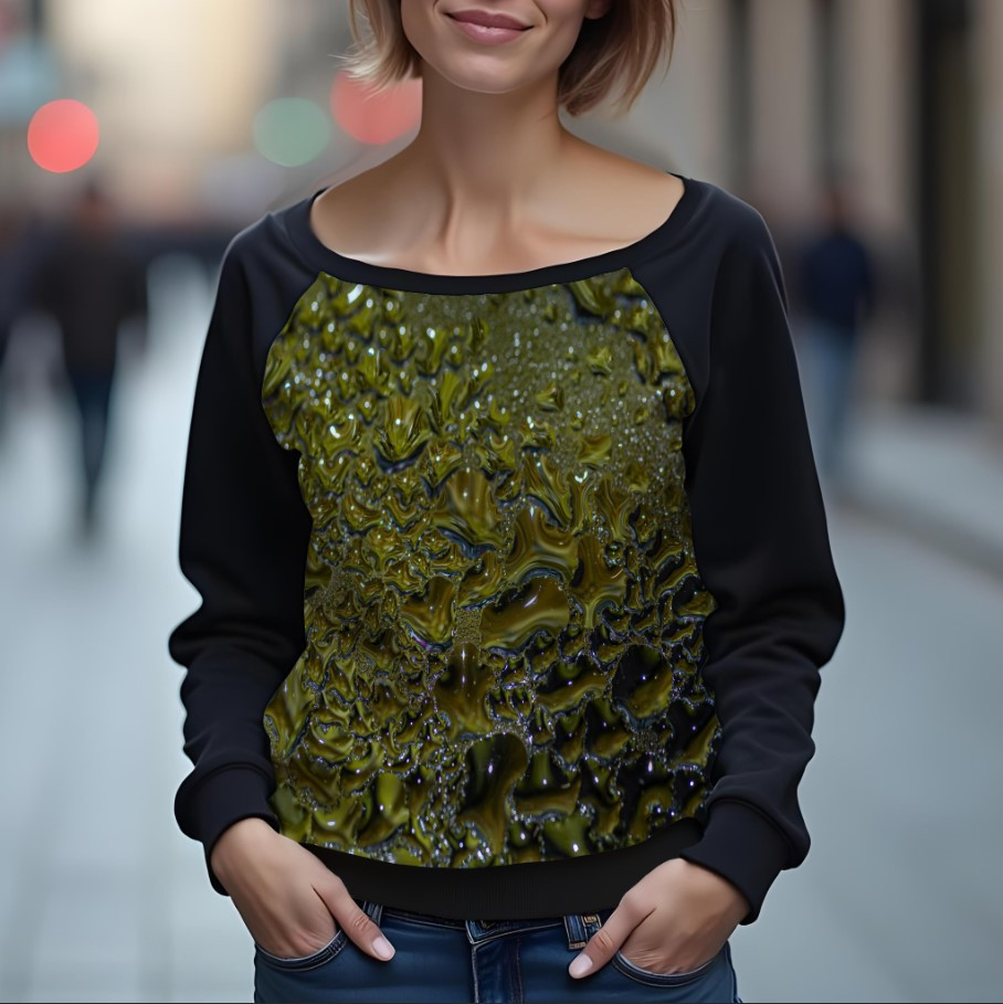 Світшот реглан з відкритими плечима в романтичному стилі з принтом "Текстура олії