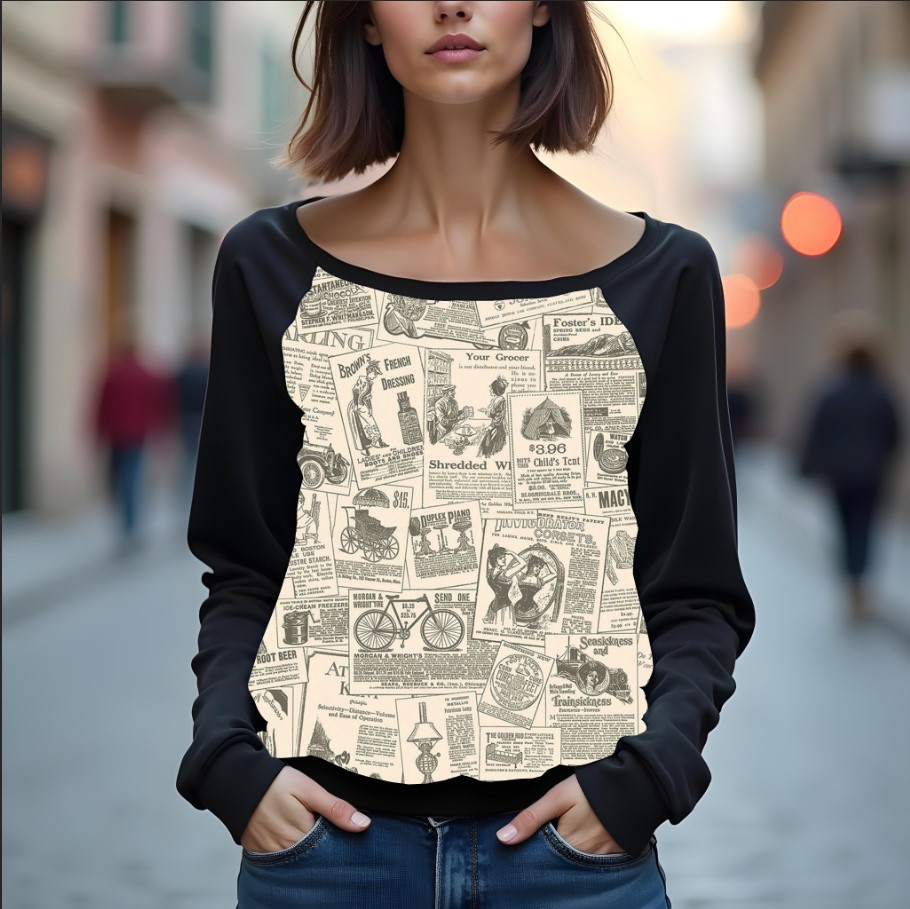 Світшот реглан з відкритими плечима в романтичному стилі з принтом "Текстура паперу