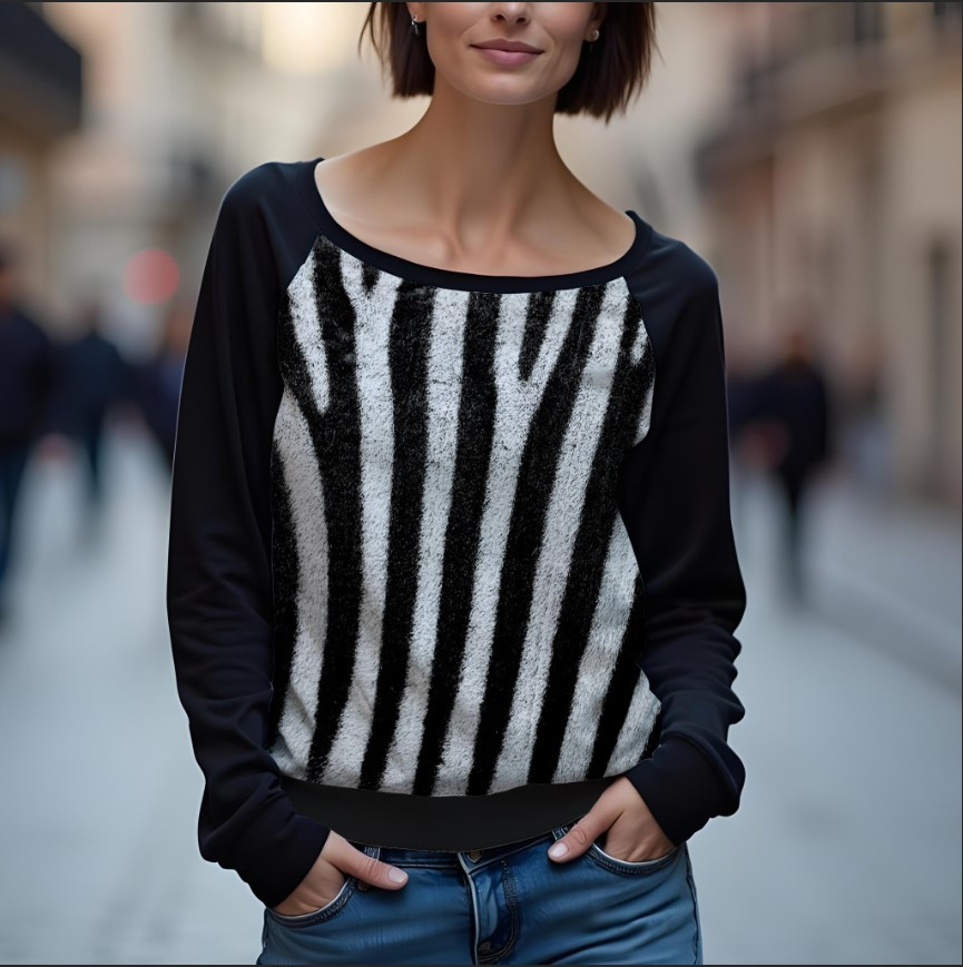 Світшот реглан з відкритими плечима в романтичному стилі з принтом "Текстура шкіри