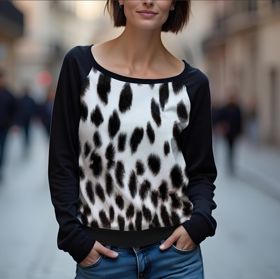 Світшот реглан з відкритими плечима в романтичному стилі з принтом "Текстура шкіри