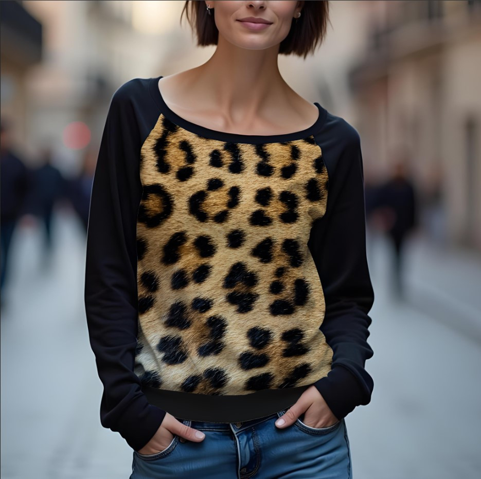 Світшот реглан з відкритими плечима в романтичному стилі з принтом "Текстура шкіри