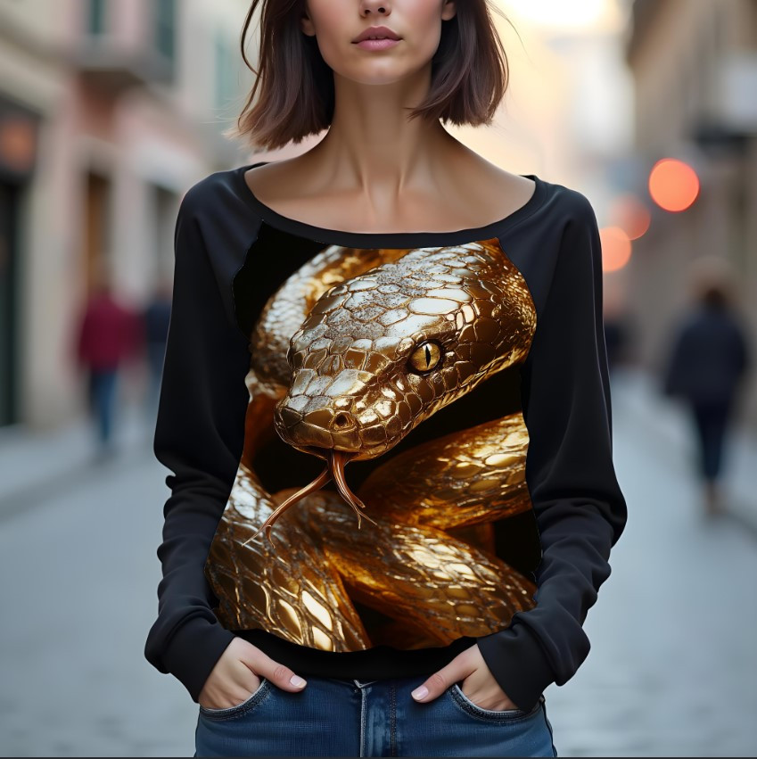 Світшот реглан з відкритими плечима в романтичному стилі з принтом "Фентезі