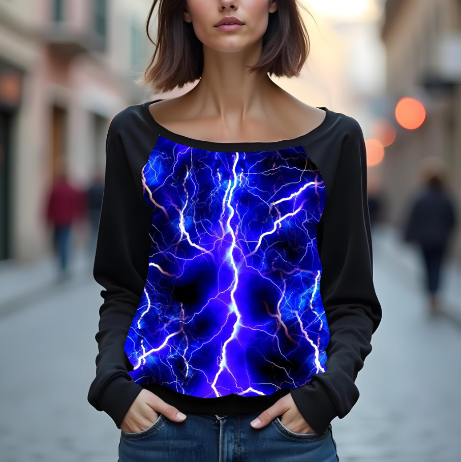 Світшот реглан з відкритими плечима в романтичному стилі з принтом "Фон