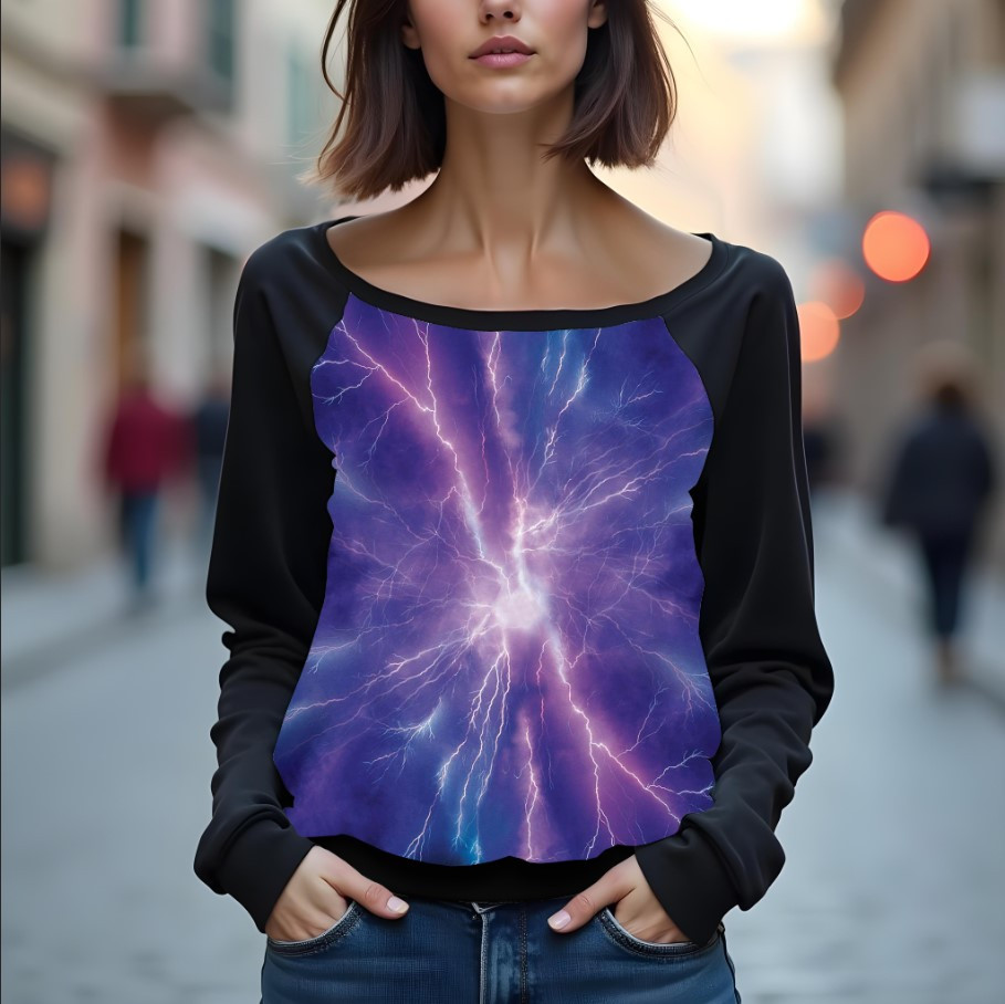 Світшот реглан з відкритими плечима в романтичному стилі з принтом "Фон