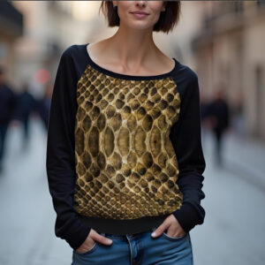 Світшот реглан з відкритими плечима в романтичному стилі з принтом "Шкіра