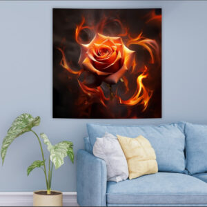 Панно настінне гобелен тапестрі з принтом "Вогняна квітка