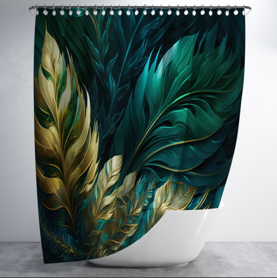 Штора в ванну з принтом "Абстрактний фон з градієнтами та текстурою пір'я