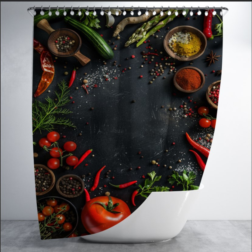 Штора в ванну з принтом "Багато різноманітних овочів
