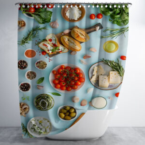 Штора в ванну з принтом "Багато різноманітної їжі