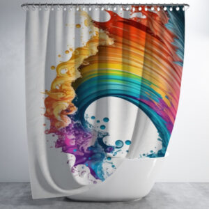 Штора в ванну з принтом "Барвистий райдужний сплеск фарби" 150х200 см.