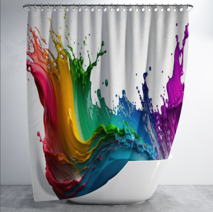 Штора в ванну з принтом "Барвистий райдужний сплеск фарби 3" 150х200 см.
