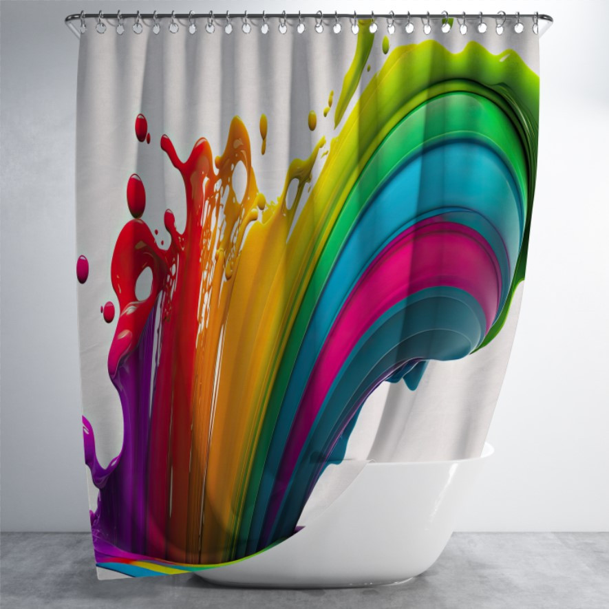 Штора в ванну з принтом "Барвистий райдужний сплеск фарби 5" 150х200 см.