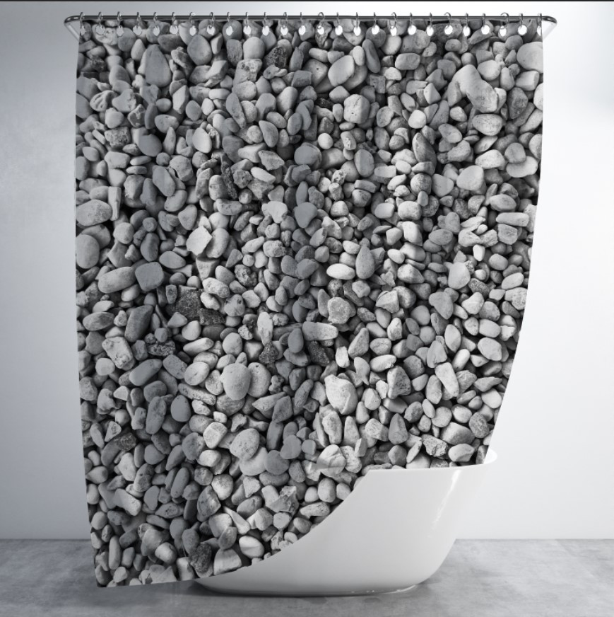 Штора в ванну з принтом "Білі камінці
