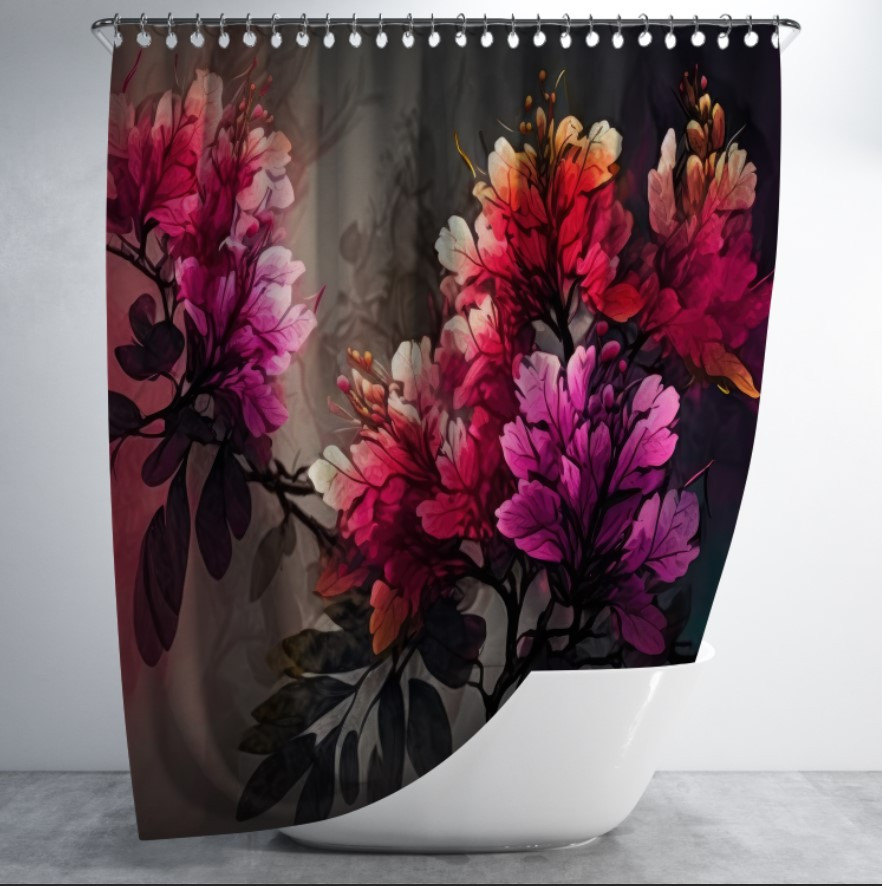 Штора в ванну з принтом "Вінтажний ботанічний дизайн