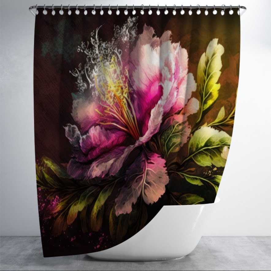 Штора в ванну з принтом "Вінтажний ботанічний дизайн