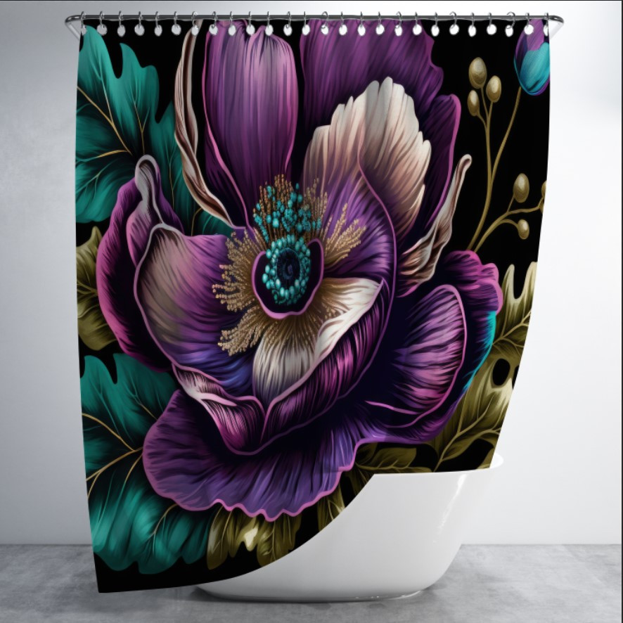 Штора в ванну з принтом "Вінтажний ботанічний дизайн