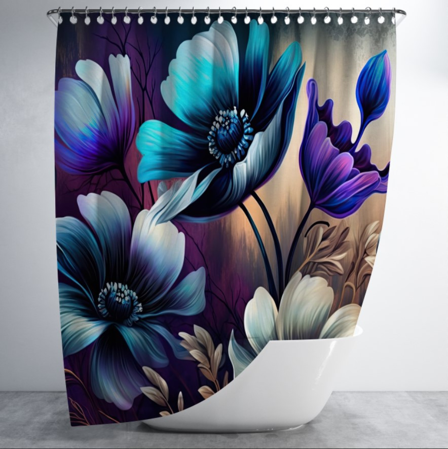 Штора в ванну з принтом "Вінтажний ботанічний дизайн