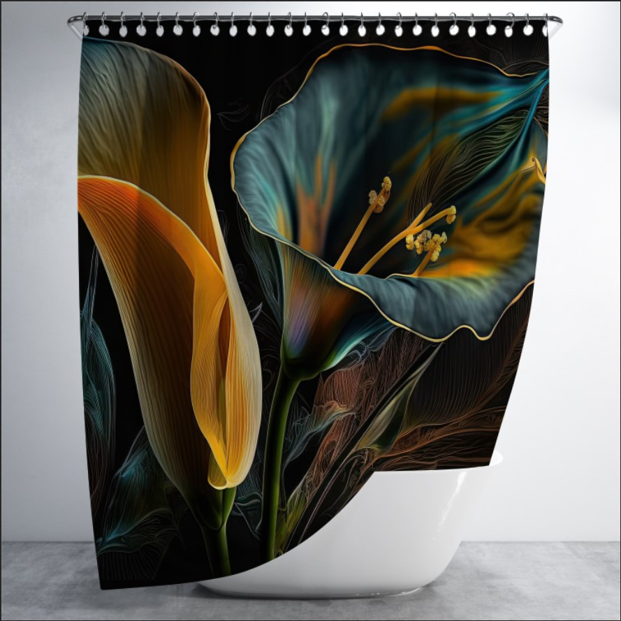 Штора в ванну з принтом "Вінтажний ботанічний дизайн