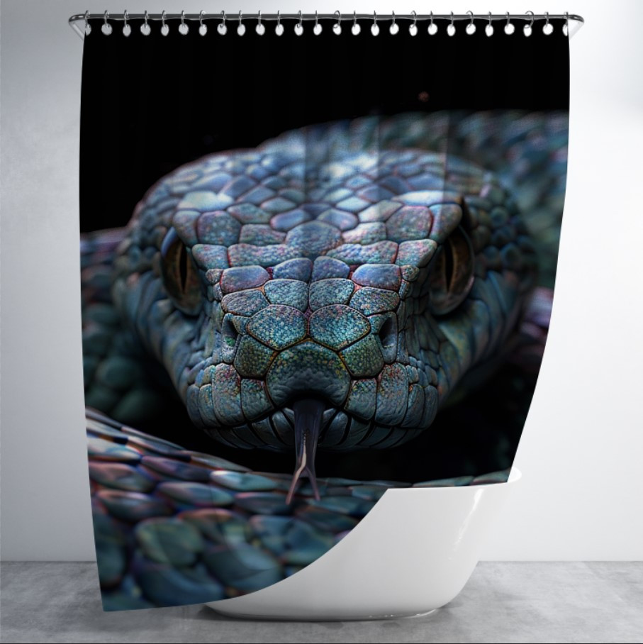 Штора в ванну з принтом "Голова змії 2" 150х200 см.