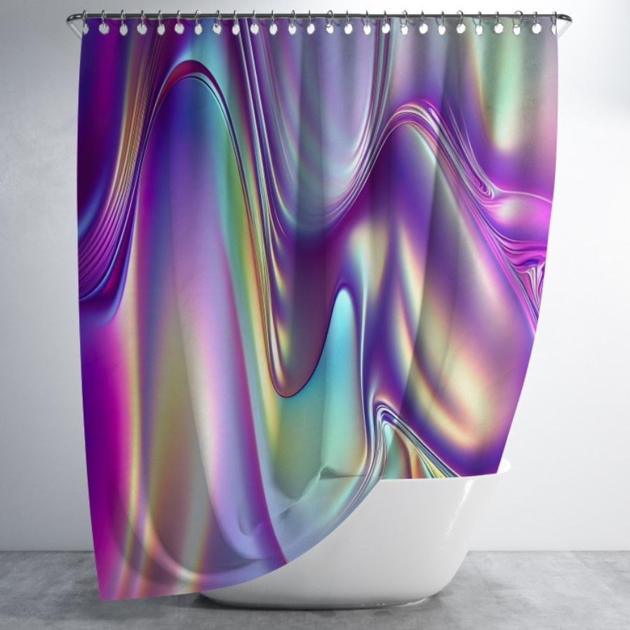 Штора в ванну з принтом "Голографічний рідкий фон