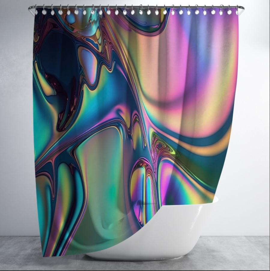 Штора в ванну з принтом "Голографічний рідкий фон