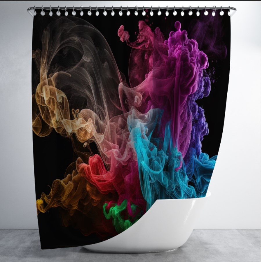 Штора в ванну з принтом "Кольоровий дим" 150х200 см.