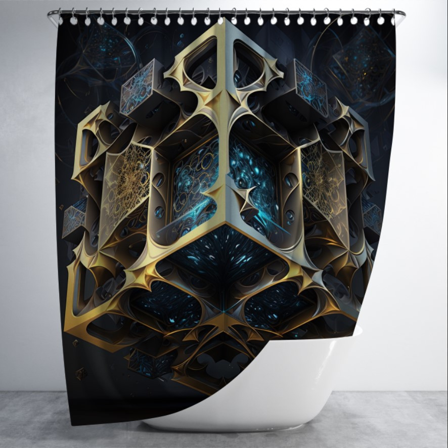 Штора в ванну з принтом "Кубічний дизайн