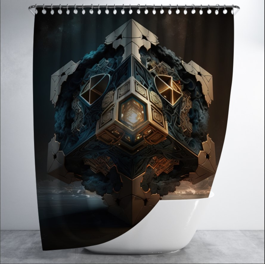 Штора в ванну з принтом "Кубічний дизайн