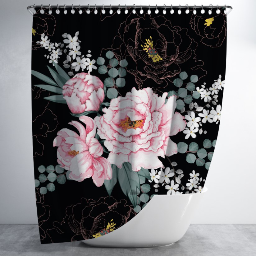 Штора в ванну з принтом "Рисовані троянди