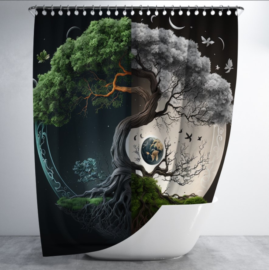 Штора в ванну з принтом "Символ інь-янь