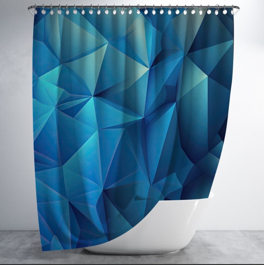 Штора в ванну з принтом "Синій геометричний текстурований фон" 150х200 см.